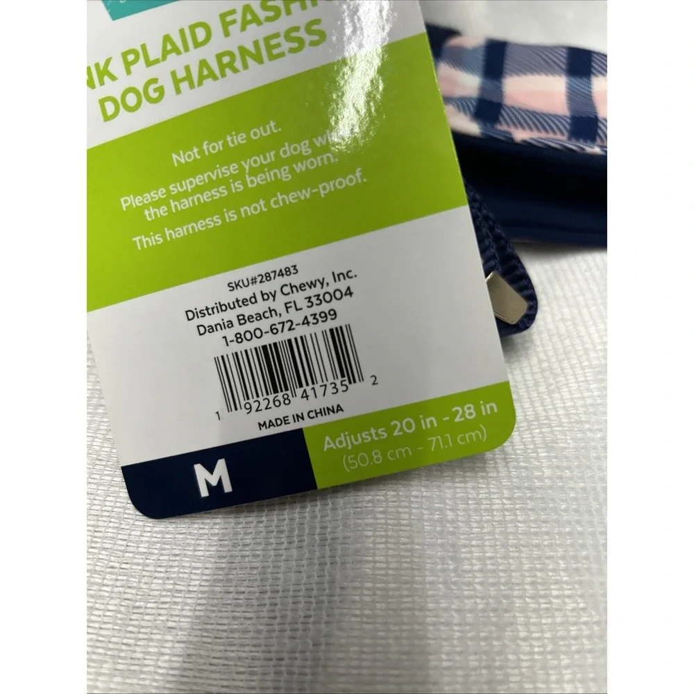 Frisco Pink Plaid Fashion Dog Harness and Collar to Match Size Medium NWT